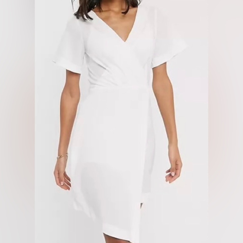 Closet White V-Neck Midi Wrap Dress
